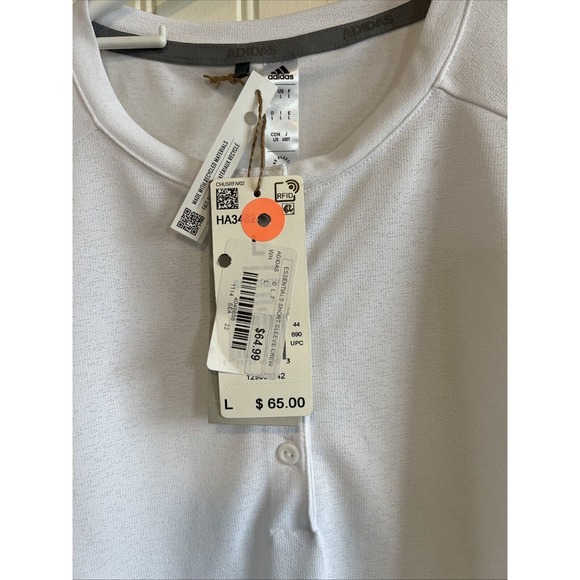 Adidas new with tag women's size large essential short sleeve crew white golf - Picture 4 of 10